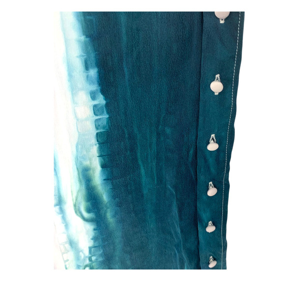 NEW Chaser Sz M Blue Tie Dye Button Trim Cropped Beach Pull On Pants Swim Cover - Picture 5 of 7